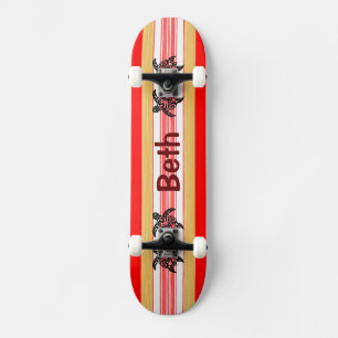 Tribal Honu Red Surfboard Skateboard