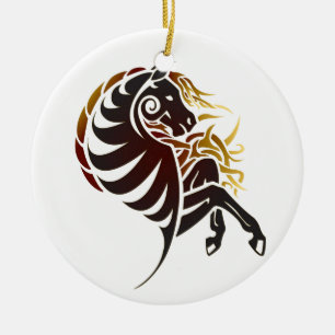 Tribal Horse Ceramic Tree Decoration