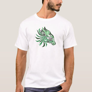 Tribal Horse Tattoo Green Black T-Shirt