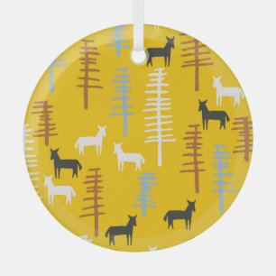 Tribal Horses: Forest Retro Seamless Glass Tree Decoration