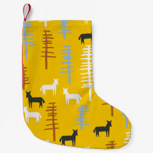 Tribal Horses: Forest Retro Seamless Small Christmas Stocking