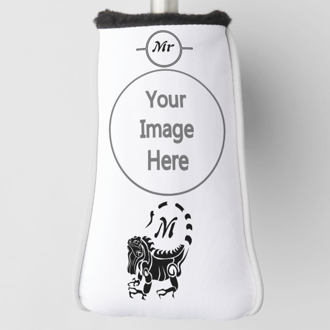 Tribal Iguana Monogram Golf Head Cover (Rotate 90)