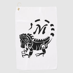Tribal Iguana Monogram Golf Towel