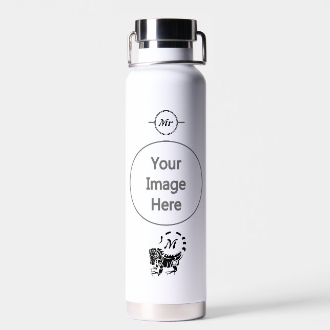 Tribal Iguana Monogram Water Bottle (Back)