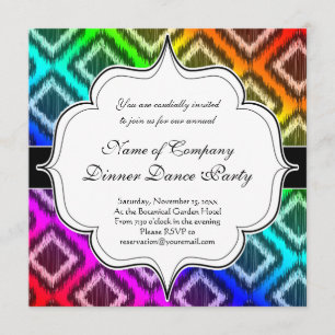 Tribal Ikat Rainbow Colourful Pattern Invitation