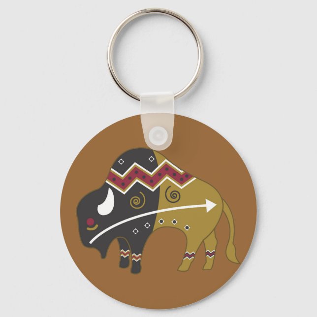 Tribal Indian Buffalo Key Ring (Front)