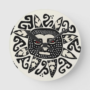 Tribal Indian Sun Spirit Round Clock