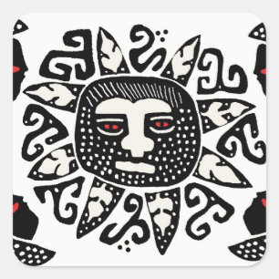 Tribal Indian Sun Spirit Square Sticker