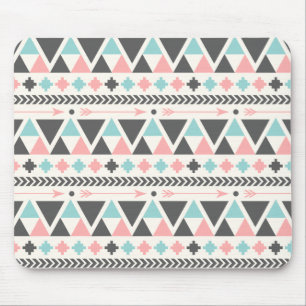 Tribal Inspired Coral and Mint Pattern Mouse Pad
