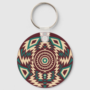 Tribal Inspired Geometric Mandala Key Ring