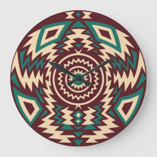 Tribal Inspired Geometric Mandala Large Clock