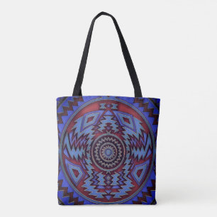 Tribal Inspired Geometric Mandala Tote Bag