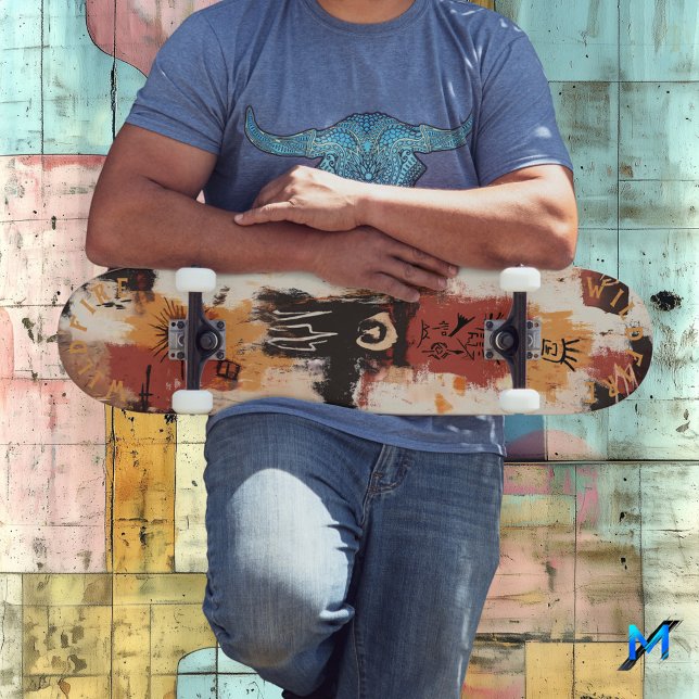 Tribal-Inspired Graffiti Abstract with Earthy Tone Skateboard (Creator Uploaded)