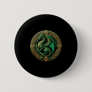 Tribal Irish Green Celtic Knot Fantasy Celtic Drag 6 Cm Round Badge