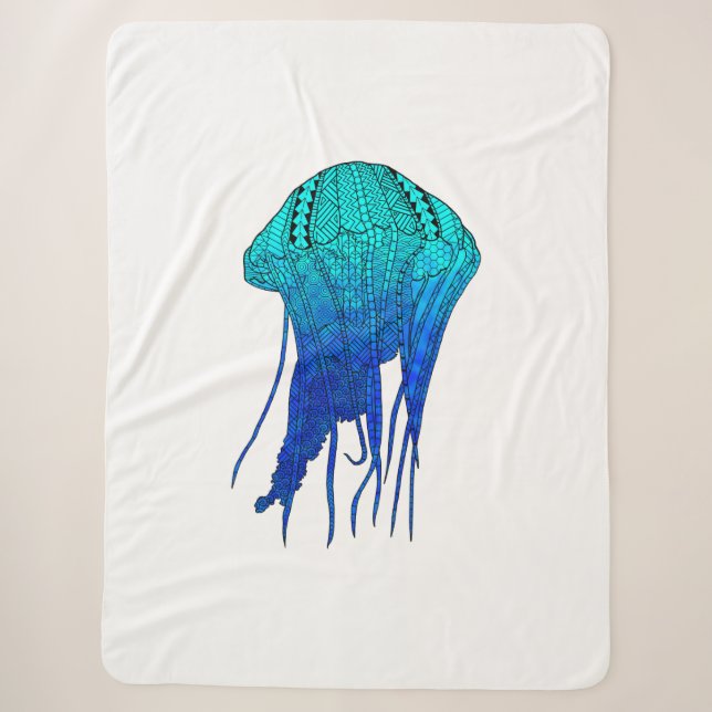 Tribal Jellyfish Sherpa Blanket (Front)