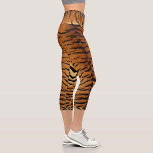 Tribal jungle animal fur Tiger Print Capri Leggings