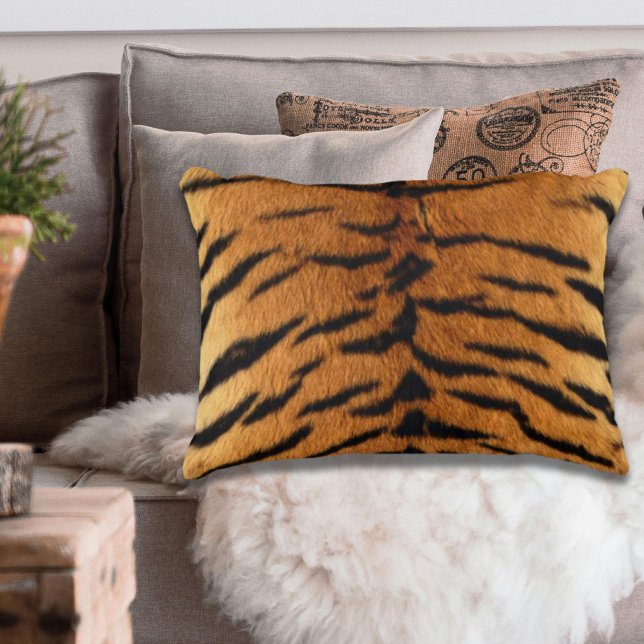 Tribal jungle animal fur Tiger Print Decorative Cushion (Tribal jungle animal fur Tiger Print Accent Pillow)