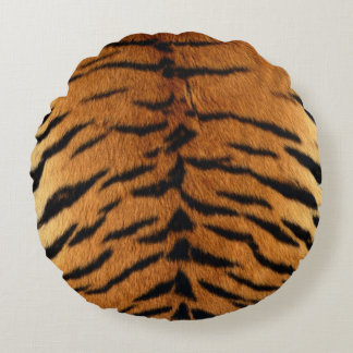 Tribal jungle animal fur Tiger Print Round Cushion