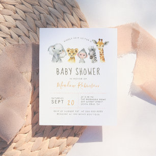 Tribal Jungle Animals Modern Elephant Baby Shower Invitation Postcard