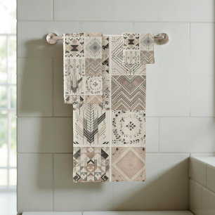 Tribal Kaleidoscope Geometric Cool Abstract Earthy Bath Towel Set
