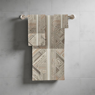 Tribal Kaleidoscope Geometric Cool Abstract Earthy Bath Towel Set