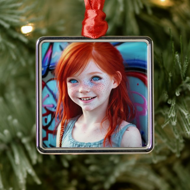 Tribal Kids | Pretty Little Redhead Girl  Metal Tree Decoration (Tree)