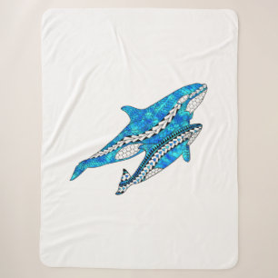 Tribal Killer Whales Sherpa Blanket