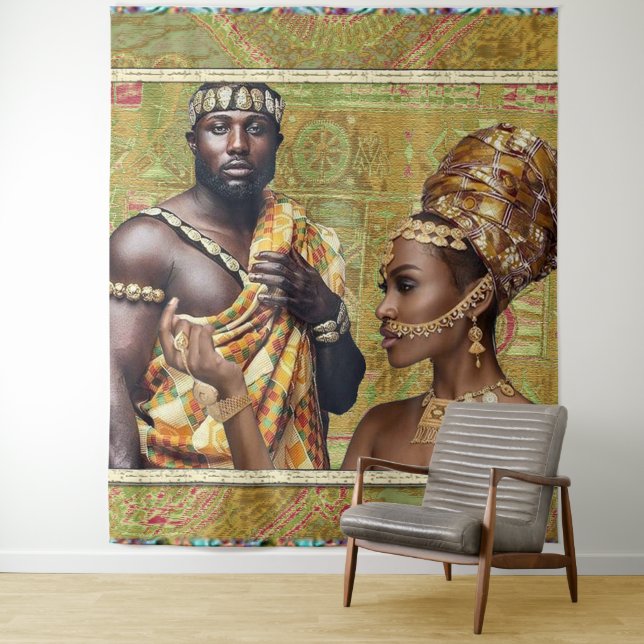 Tribal King and Queen Tapestry (In Situ)