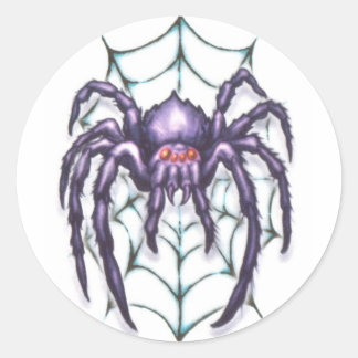 Tribal large spider classic round sticker