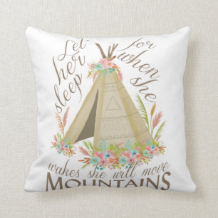 Tribal "Let Her Sleep" Pillow with Teepee