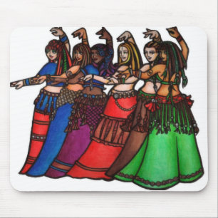 Tribal Line belly dancers Mouse Pad
