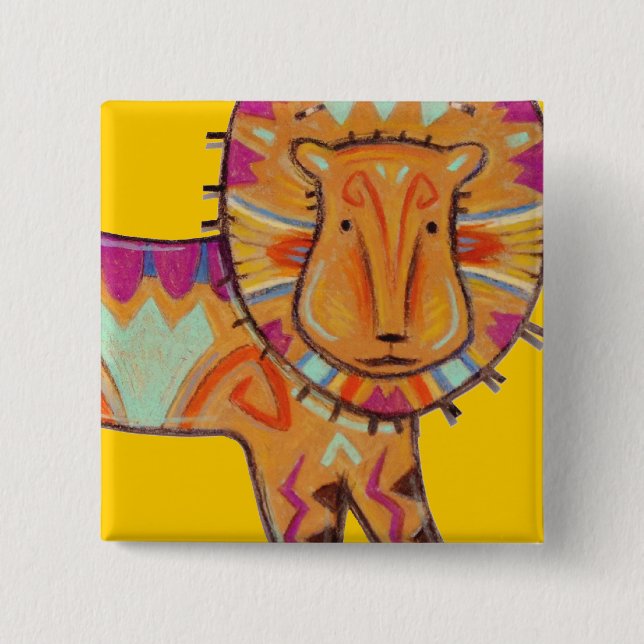 Tribal Lion 15 Cm Square Badge (Front)
