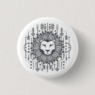 Tribal Lion 3 Cm Round Badge