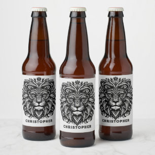 Tribal Lion Add Name Beer Bottle Label