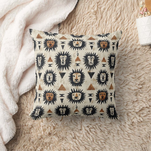 Tribal Lion Safari Pattern Cushion (Blanket)