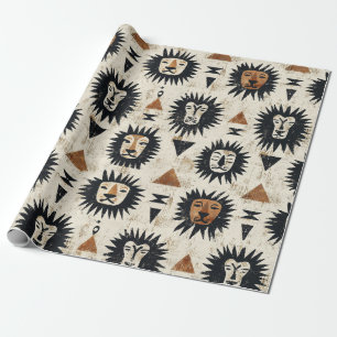 Tribal Lion Safari Pattern Wrapping Paper