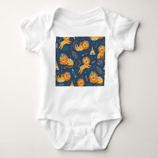 Tribal Lions Cartoon Seamless Pattern Baby Bodysuit