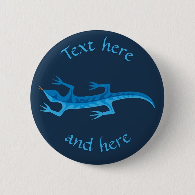 Tribal Lizard Blue 6 Cm Round Badge (Front)