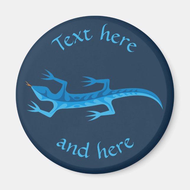 Tribal Lizard Blue Magnet (Front)