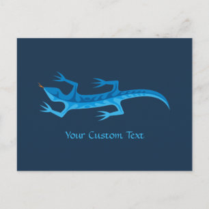 Tribal Lizard Blue Postcard