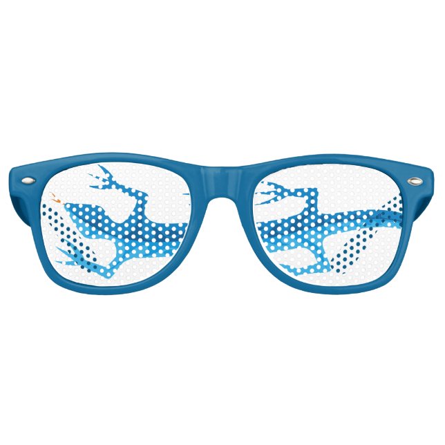 Tribal Lizard Blue Retro Sunglasses (Front)