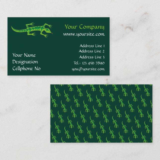 Tribal Lizard Green Business Card (Front/Back)
