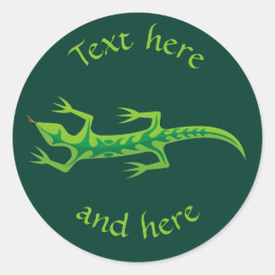 Tribal Lizard Green Classic Round Sticker
