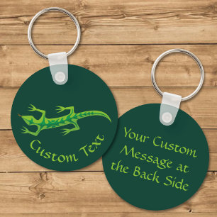 Tribal Lizard Green Keychain