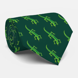 Tribal Lizard Green Pattern Tie