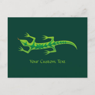 Tribal Lizard Green Postcard