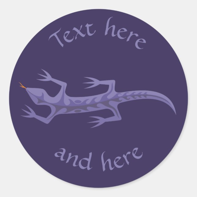 Tribal Lizard Mauve Classic Round Sticker (Front)