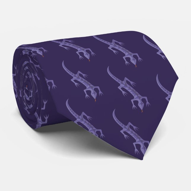 Tribal Lizard Mauve Pattern Tie (Rolled)