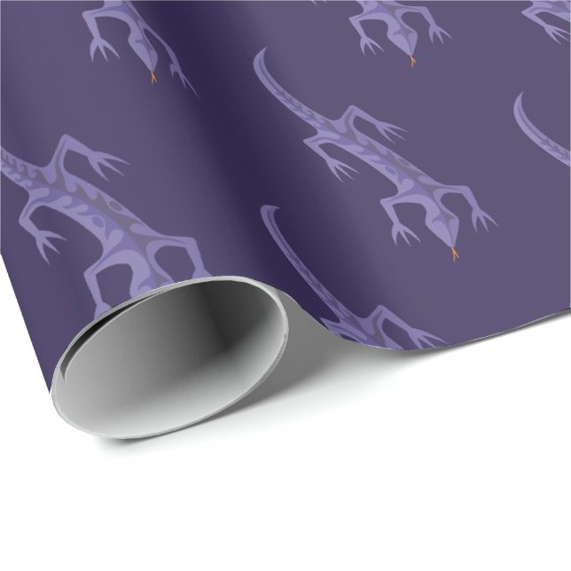 Tribal Lizard Mauve Pattern Wrapping Paper (Roll Corner)