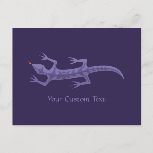 Tribal Lizard Mauve Postcard (Front)